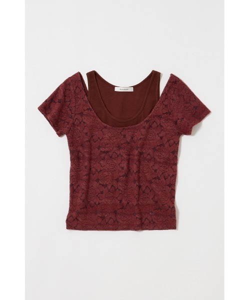 MOUSSY(マウジー)の「LAYERED LACE トップス(Tシャツ/カットソー・レディース・ブラック/オフホワイト/ブラウン・FREE)」の6枚目の写真