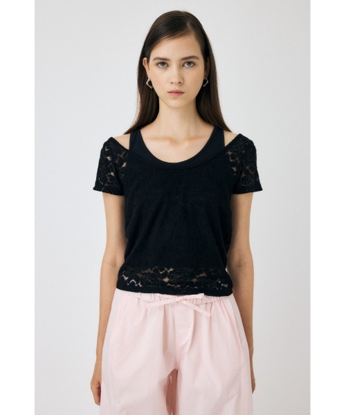 MOUSSY(マウジー)の「LAYERED LACE トップス(Tシャツ/カットソー・レディース・ブラック/オフホワイト/ブラウン・FREE)」の14枚目の写真