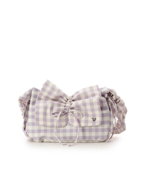 & chouette(アンドシュエット)の「ギンガムチェック リボンギャザーショルダーバッグ(ハンドバッグ・レディース・ラベンダー/ピンク/ブラック/ライトブルー・FREE)」の4枚目の写真
