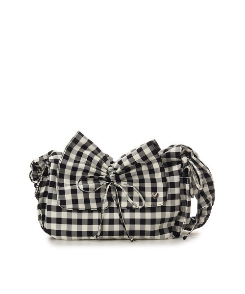 & chouette(アンドシュエット)の「ギンガムチェック リボンギャザーショルダーバッグ(ハンドバッグ・レディース・ラベンダー/ピンク/ブラック/ライトブルー・FREE)」の2枚目の写真