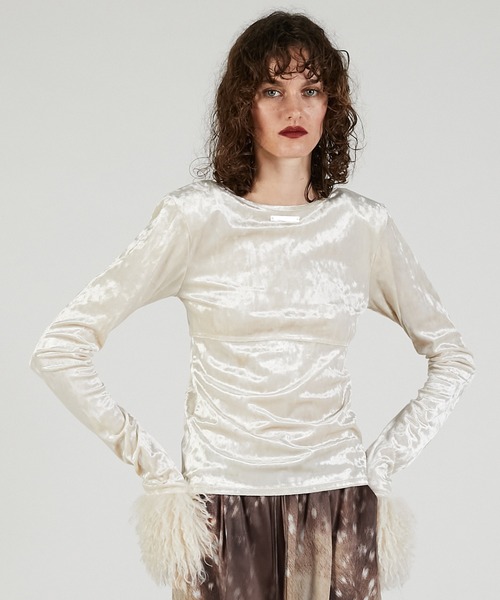 ファースリーブベロアトップ / Fur Sleeve Velour Top（その他トップス