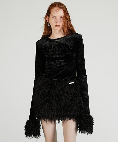 PRANK PROJECT（プランクプロジェクト）の「ファースリーブベロアトップ / Fur Sleeve Velour Top（その他トップス・レディース・ブラック/アイボリー・FREE）」の8枚目の写真