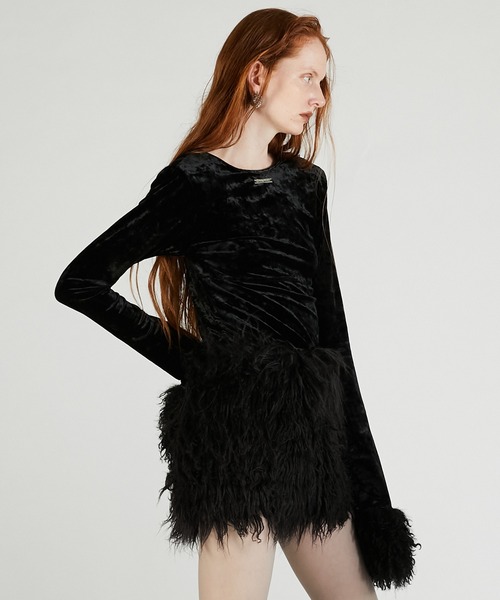 PRANK PROJECT（プランクプロジェクト）の「ファースリーブベロアトップ / Fur Sleeve Velour Top（その他トップス・レディース・ブラック/アイボリー・FREE）」の11枚目の写真