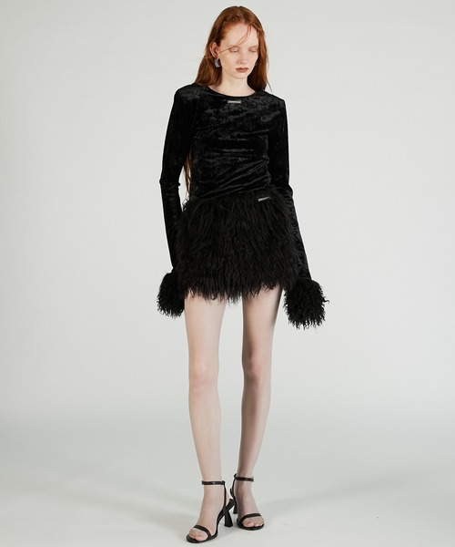 PRANK PROJECT（プランクプロジェクト）の「ファースリーブベロアトップ / Fur Sleeve Velour Top（その他トップス・レディース・ブラック/アイボリー・FREE）」の4枚目の写真