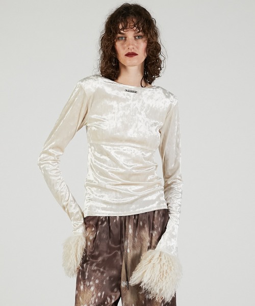 ファースリーブベロアトップ / Fur Sleeve Velour Top（その他トップス