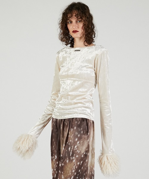 ファースリーブベロアトップ / Fur Sleeve Velour Top（その他トップス