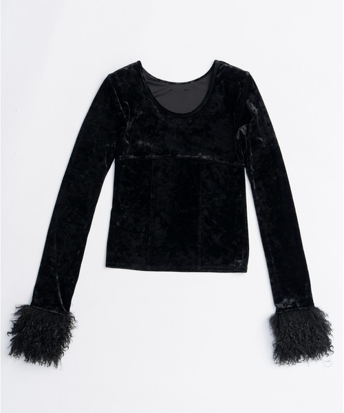 ファースリーブベロアトップ / Fur Sleeve Velour Top（その他トップス