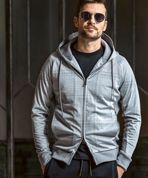 1PIU1UGUALE3 RELAX(ウノピゥウノウグァーレトレ リラックス)千鳥柄 ウィンドウペン ジャガード織 ジップパーカー フーディー