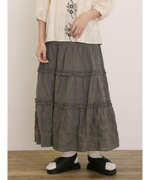 Samansa Mos2（サマンサ モスモス）の「フリルティアードスカート（スカート・レディース・グレー/ブラック/キナリ・F）」の3枚目の写真