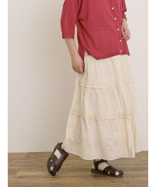 Samansa Mos2（サマンサ モスモス）の「フリルティアードスカート（スカート・レディース・グレー/ブラック/キナリ・F）」の7枚目の写真