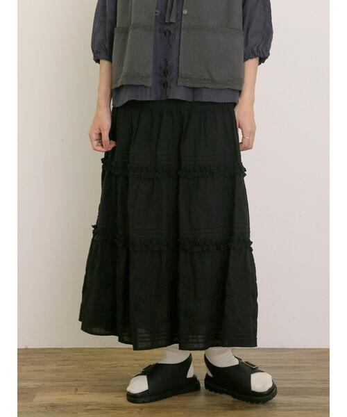 Samansa Mos2（サマンサ モスモス）の「フリルティアードスカート（スカート・レディース・グレー/ブラック/キナリ・F）」の12枚目の写真