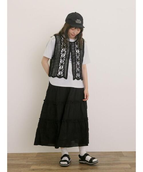 Samansa Mos2（サマンサ モスモス）の「フリルティアードスカート（スカート・レディース・グレー/ブラック/キナリ・F）」の21枚目の写真