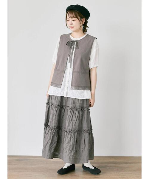 Samansa Mos2（サマンサ モスモス）の「フリルティアードスカート（スカート・レディース・グレー/ブラック/キナリ・F）」の22枚目の写真