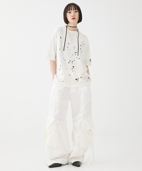 Maison MIHARA YASUHIRO（メゾンミハラヤスヒロ）の「【MIHARA YASUHIRO/ミハラヤスヒロ】EMBELLISHED DISTRESSED TEE/エンベリッシュドディストレストTシャツ（Tシャツ/カットソー・レディース・ブラック/ホワイト・36）」の15枚目の写真