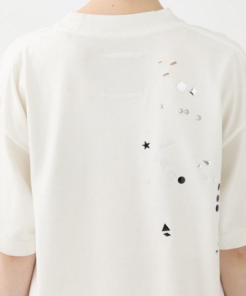 Maison MIHARA YASUHIRO（メゾンミハラヤスヒロ）の「【MIHARA YASUHIRO/ミハラヤスヒロ】EMBELLISHED DISTRESSED TEE/エンベリッシュドディストレストTシャツ（Tシャツ/カットソー・レディース・ブラック/ホワイト・36）」の6枚目の写真