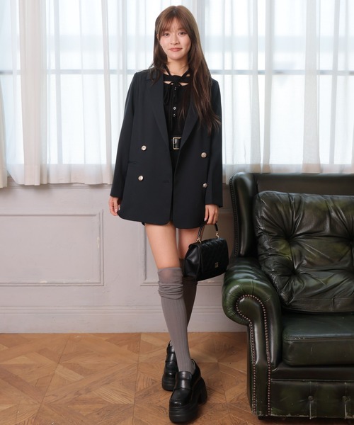 LIPSERVICE(リップサービス)の「ダブルボタンテーラードジャケット(テーラードジャケット・レディース・ネイビー/ベージュ/グレー・S/M)」の8枚目の写真