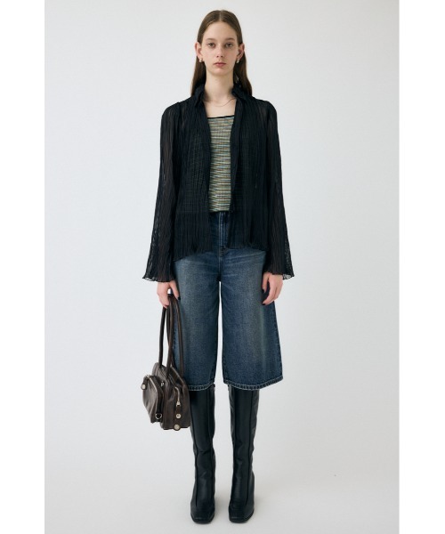 MOUSSY(マウジー)の「【EC・一部店舗限定】SHEER PLEATS シャツ(シャツ/ブラウス・レディース・ネイビー/オフホワイト/ブラック・FREE)」の6枚目の写真