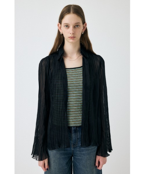 MOUSSY(マウジー)の「【EC・一部店舗限定】SHEER PLEATS シャツ(シャツ/ブラウス・レディース・ネイビー/オフホワイト/ブラック・FREE)」の7枚目の写真