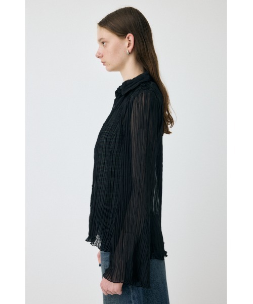 MOUSSY(マウジー)の「【EC・一部店舗限定】SHEER PLEATS シャツ(シャツ/ブラウス・レディース・ネイビー/オフホワイト/ブラック・FREE)」の8枚目の写真