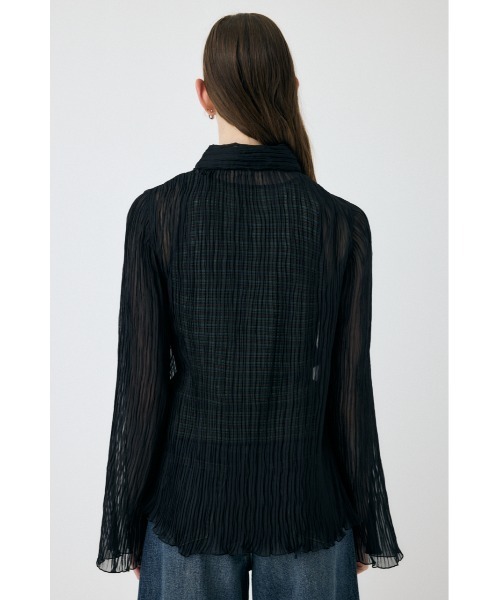 MOUSSY(マウジー)の「【EC・一部店舗限定】SHEER PLEATS シャツ(シャツ/ブラウス・レディース・ネイビー/オフホワイト/ブラック・FREE)」の9枚目の写真