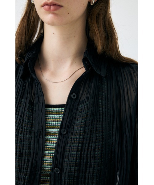 MOUSSY(マウジー)の「【EC・一部店舗限定】SHEER PLEATS シャツ(シャツ/ブラウス・レディース・ネイビー/オフホワイト/ブラック・FREE)」の10枚目の写真