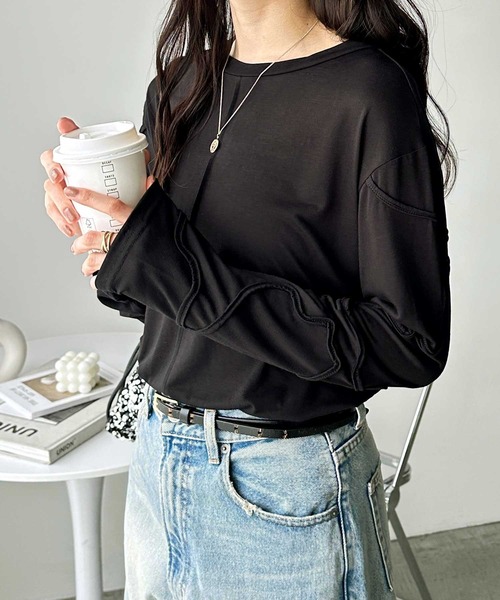 GeeRA(ジーラ)の「コード刺繍スラブシアーカットソー(Tシャツ/カットソー・レディース・ライトグレー/オフホワイト/ブラック・MEDIUM/LARGE/X-LARGE)」の3枚目の写真