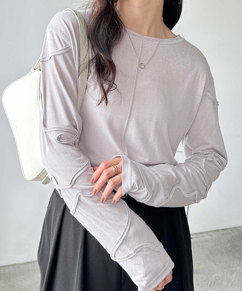 GeeRA(ジーラ)の「コード刺繍スラブシアーカットソー(Tシャツ/カットソー・レディース・ライトグレー/オフホワイト/ブラック・MEDIUM/LARGE/X-LARGE)」の8枚目の写真