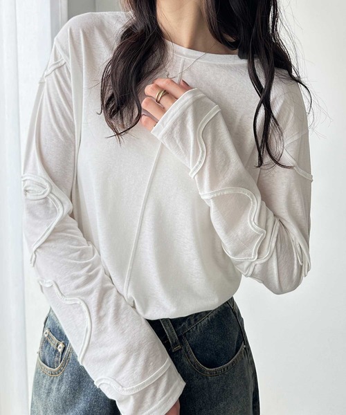 GeeRA(ジーラ)の「コード刺繍スラブシアーカットソー(Tシャツ/カットソー・レディース・ライトグレー/オフホワイト/ブラック・MEDIUM/LARGE/X-LARGE)」の10枚目の写真