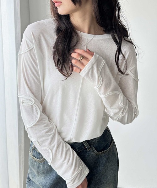 GeeRA(ジーラ)の「コード刺繍スラブシアーカットソー(Tシャツ/カットソー・レディース・ライトグレー/オフホワイト/ブラック・MEDIUM/LARGE/X-LARGE)」の11枚目の写真