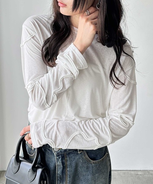 GeeRA(ジーラ)の「コード刺繍スラブシアーカットソー(Tシャツ/カットソー・レディース・ライトグレー/オフホワイト/ブラック・MEDIUM/LARGE/X-LARGE)」の12枚目の写真