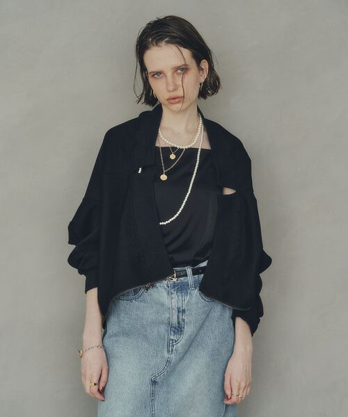 Editt by YECCA VECCA（エディットバイイェッカヴェッカ）の「2wayインバーテッドライトブルゾン（ブルゾン・レディース・ブラック/カーキ・FREE）」の17枚目の写真