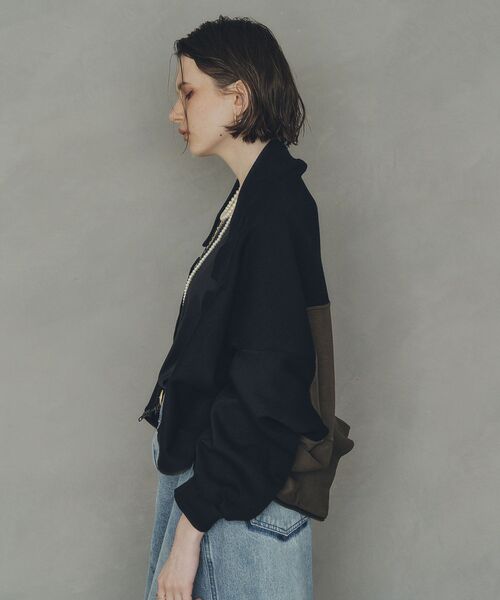 Editt by YECCA VECCA（エディットバイイェッカヴェッカ）の「2wayインバーテッドライトブルゾン（ブルゾン・レディース・ブラック/カーキ・FREE）」の12枚目の写真