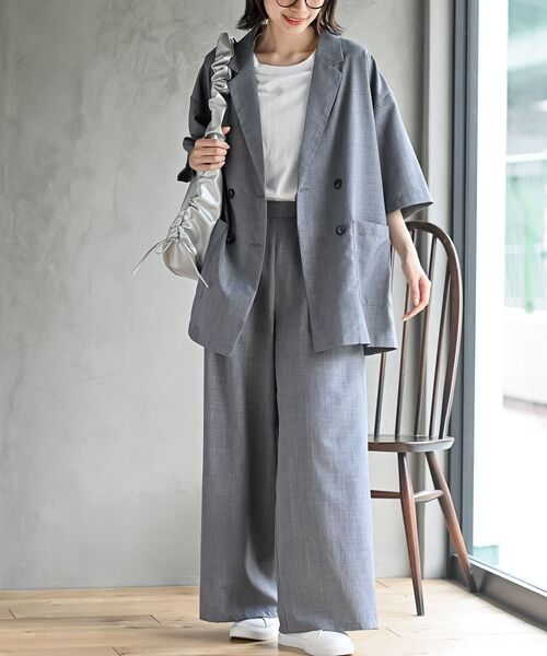 【美品】ダブルジャケット×ワイドパンツセットアップ SMILE ORCHID セットアップ ダブルジャケット＆ワイドパンツ