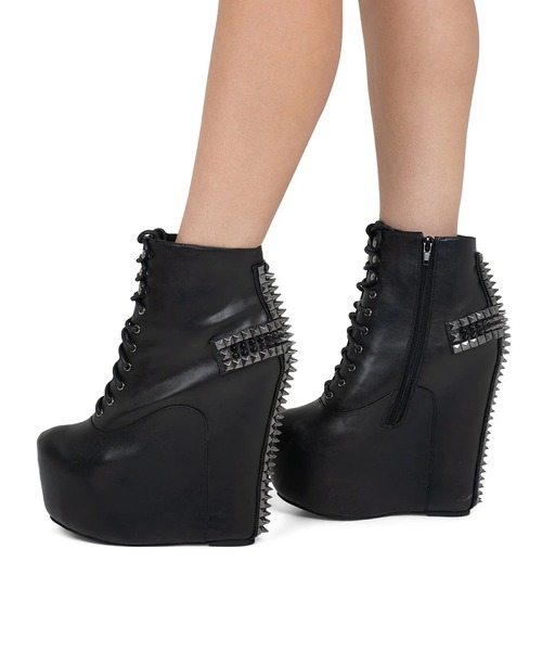 Jeffrey Campbell（ジェフリーキャンベル）の「クロスデザイン レースアップブーツ（ブーツ・レディース・ブラック・38/37/36/39）」の5枚目の写真