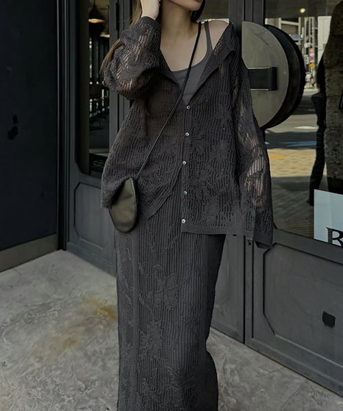 WILLFULLY(ウィルフリー)の「mesh gradation flower rib sheer knit(ニット/セーター・レディース・ブラック/ブルーグレー/ウィート・FREE)」の9枚目の写真