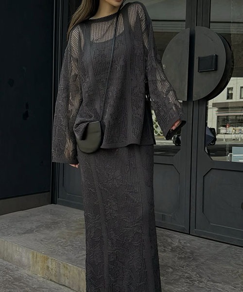 WILLFULLY(ウィルフリー)の「mesh gradation flower rib sheer knit(ニット/セーター・レディース・ブラック/ブルーグレー/ウィート・FREE)」の15枚目の写真