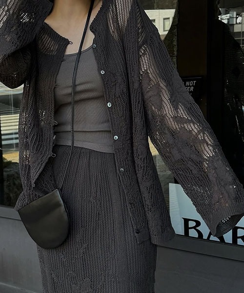WILLFULLY(ウィルフリー)の「mesh gradation flower rib sheer knit(ニット/セーター・レディース・ブラック/ブルーグレー/ウィート・FREE)」の10枚目の写真