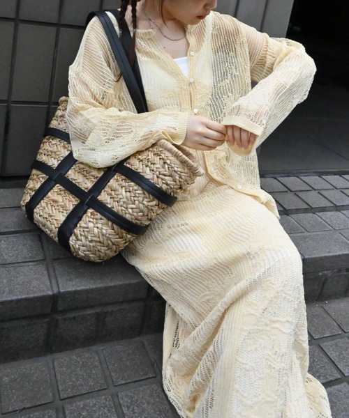 mesh gradation flower rib sheer knit（ニット/セーター