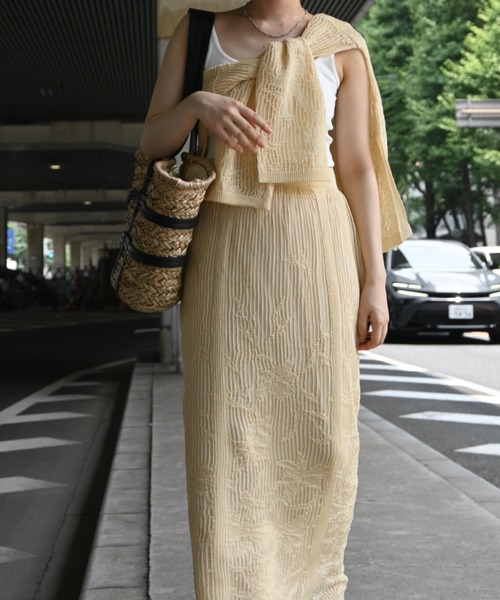 セール】mesh gradation flower rib sheer knit（ニット