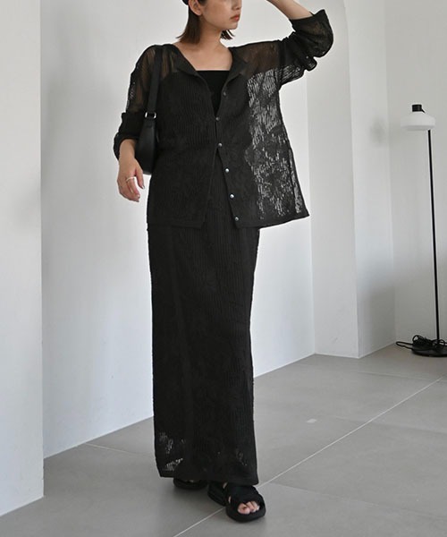 セール】mesh gradation flower rib sheer knit（ニット