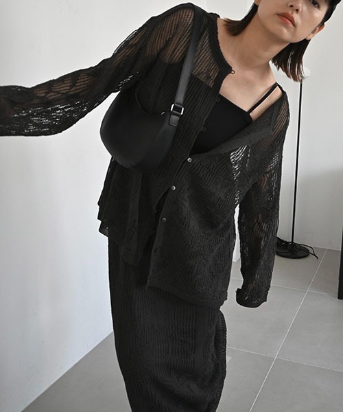セール】mesh gradation flower rib sheer knit（ニット