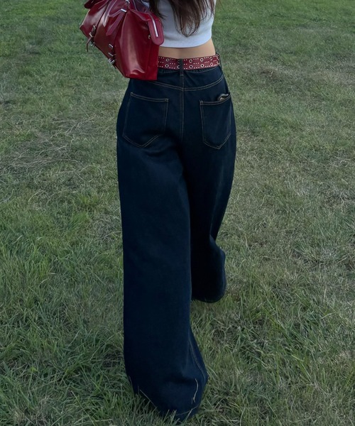 INTER FACTORY（インターファクトリー）の「SARA - ワイドデニムパンツ（デニムパンツ・レディース・インディゴブルー/ブルー・MEDIUM/LARGE）」の19枚目の写真