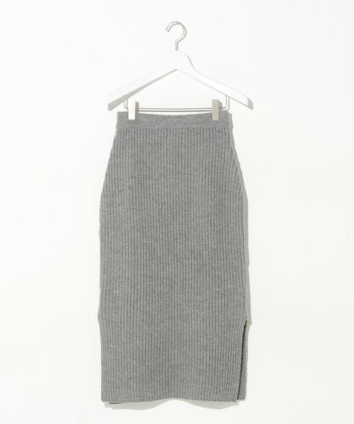 green label relaxing（グリーンレーベルリラクシング）の「ELAN W/CA アゼSLIT TT スカート◆（スカート・レディース・オフホワイト/グレー/ネイビー・FREE）」の3枚目の写真