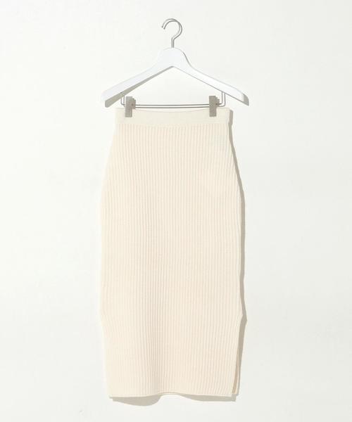 green label relaxing（グリーンレーベルリラクシング）の「ELAN W/CA アゼSLIT TT スカート◆（スカート・レディース・オフホワイト/グレー/ネイビー・FREE）」の2枚目の写真