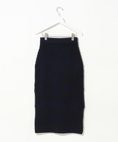 green label relaxing（グリーンレーベルリラクシング）の「ELAN W/CA アゼSLIT TT スカート◆（スカート・レディース・オフホワイト/グレー/ネイビー・FREE）」の4枚目の写真