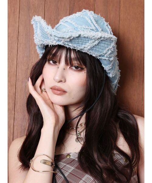 EVRIS（エヴリス）の「デニムフリンジハット（ハット・レディース・ブルー・FREE）」の2枚目の写真