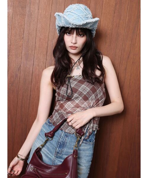 EVRIS（エヴリス）の「デニムフリンジハット（ハット・レディース・ブルー・FREE）」の5枚目の写真