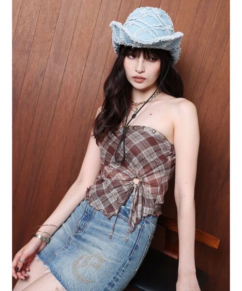 EVRIS（エヴリス）の「デニムフリンジハット（ハット・レディース・ブルー・FREE）」の6枚目の写真