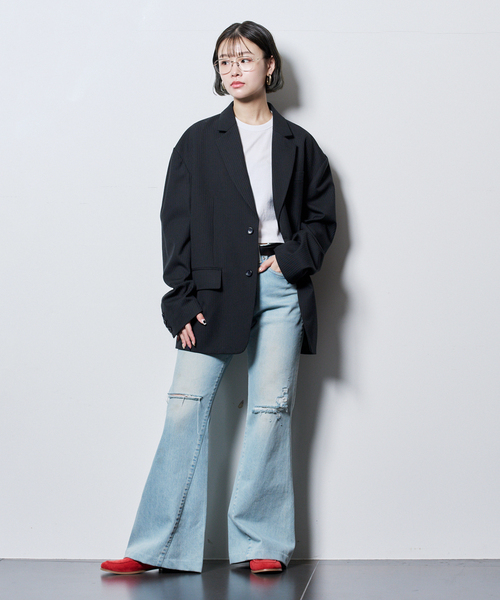 CITYSHOP(シティーショップ)の「SINGLE ジャケット(テーラードジャケット・レディース・ブラック/チャコールグレー・38/36)」の7枚目の写真