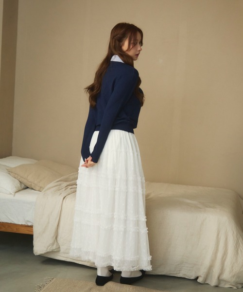 TITTY&CO.（ティティーアンドコー）の「刺繍入りドッキングニット（ニット/セーター・レディース・ネイビー/グレー・FREE）」の12枚目の写真